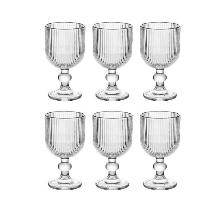 Lined Wine Glass | 370ml Transparent Glasses for Red Wine | White Wine | Elegant Stemware for Home | Bar | Dining Table | Party Use | Gift Set