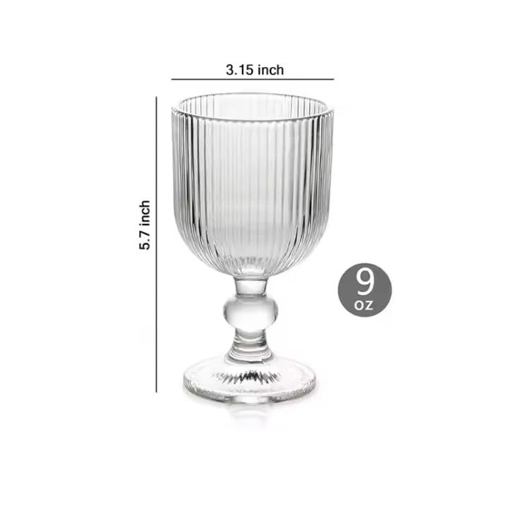 Lined Wine Glass | 370ml Transparent Glasses for Red Wine | White Wine | Elegant Stemware for Home | Bar | Dining Table | Party Use | Gift Set
