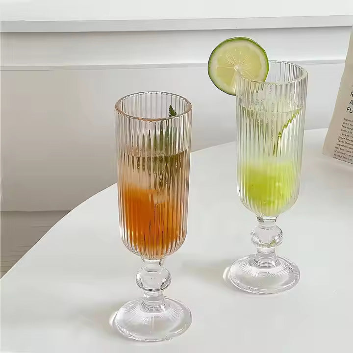 Lining Long Wine Glass Set | 150ml Crystal Clear Stem Glasses | Elegant Glassware for Red Wine | White Wine | Dinner Table | Party | Home Bar | Gift Set