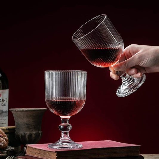 Lined Wine Glass | 370ml Transparent Glasses for Red Wine | White Wine | Elegant Stemware for Home | Bar | Dining Table | Party Use | Gift Set
