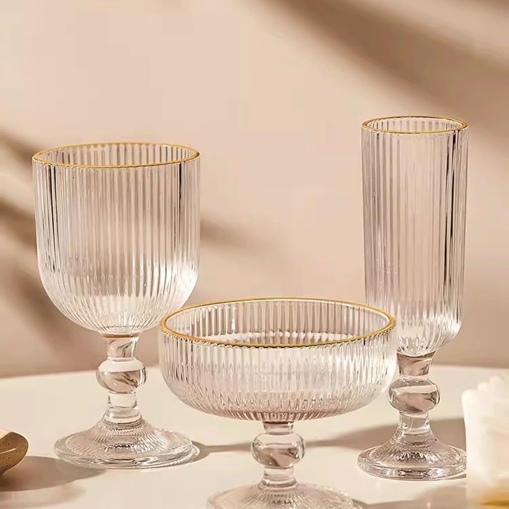 Lining Long Wine Glass Set | 150ml Crystal Clear Stem Glasses | Elegant Glassware for Red Wine | White Wine | Dinner Table | Party | Home Bar | Gift Set