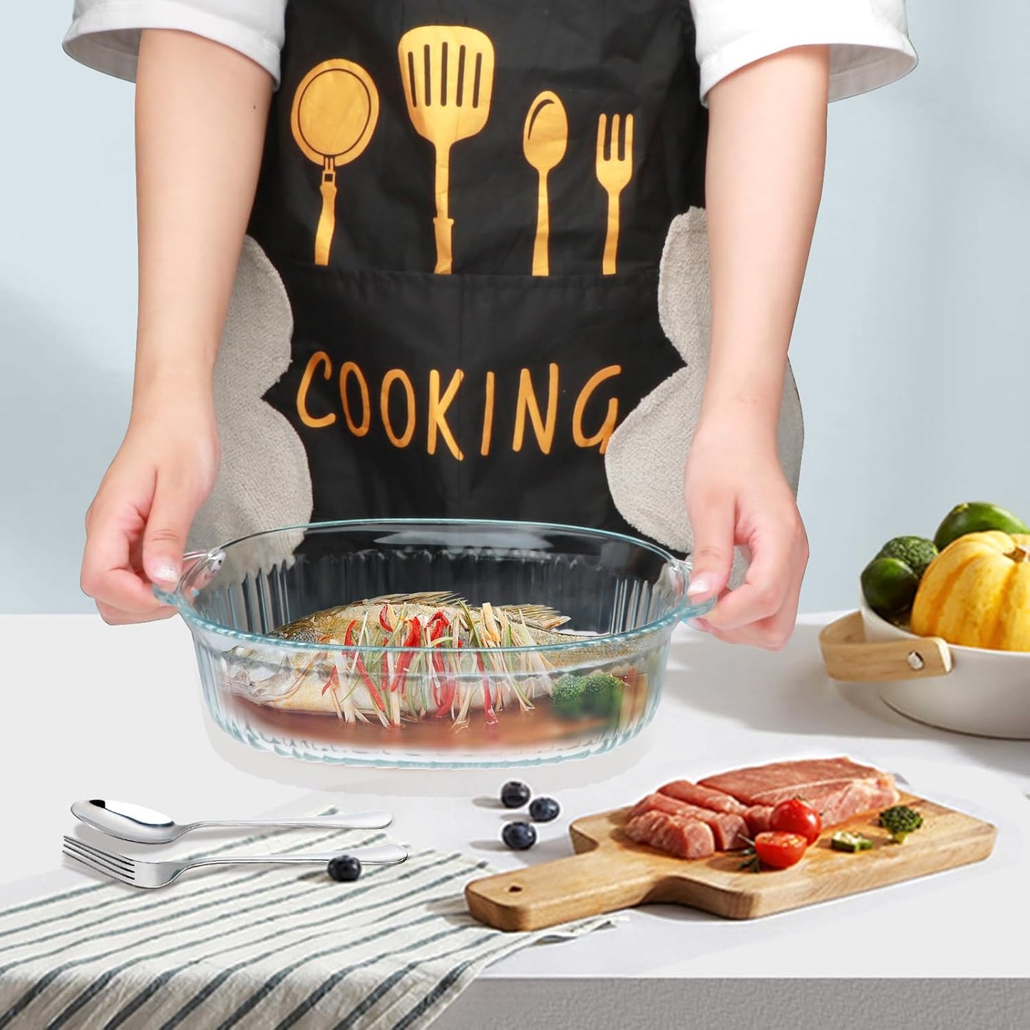 HOME BRAND Crystal Glass Casserole with Lid | 1.3 Litre Heat-Resistant Glass Hot Pot | Transparent Glass Cookware for Kitchen | Serving | Microwave Safe | Oven Safe | Stylish Dinnerware
